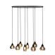 Hanglamp Lungo zwart smoke glas 8-lichts