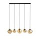 Hanglamp Macato zwart amber glas 5-lichts