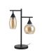 Tafellamp zwart amber glas 2-lichts - Lungo