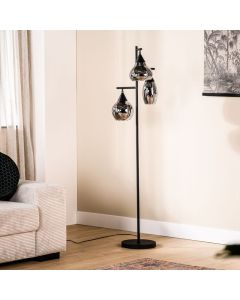 Vloerlamp Lungo glas smoke zwart