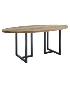 Ovale eettafel Veneta 200x100 cm visgraat naturel