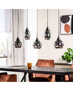 Hanglamp Lungo glas smoke zwart 5-lichts