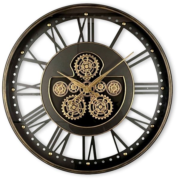 Klok Nimar metaal rond 80cm zwart open dessin 45