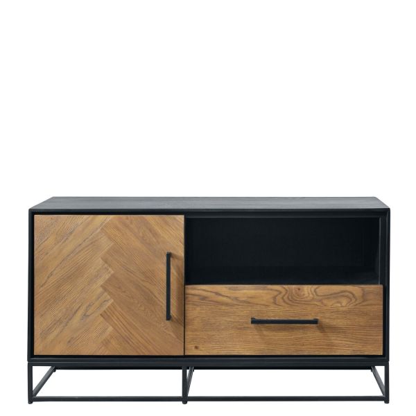 TV-meubel Vinito (109 Cm) eiken fineer zwart/naturel