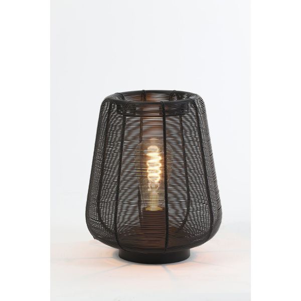 Tafellamp Barzio mat zwart rond 22cm 1-lichts