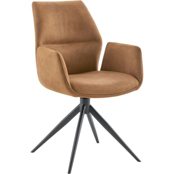 Eetkamerstoel Faido microvezel cognac poot zwart