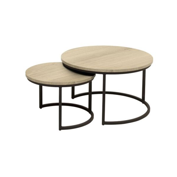 Salontafelset Lunata 55 en 75 cm rond fresh oak