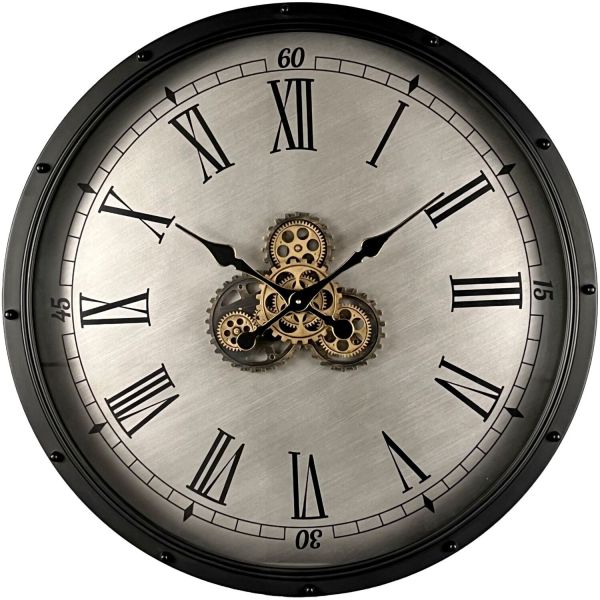 Klok Nimar metaal rond 80cm zwart beige dessin 42