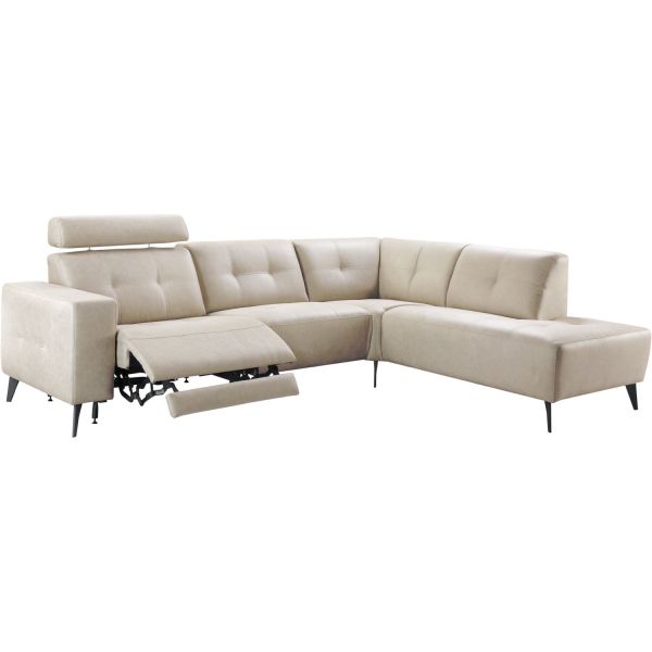 Hoekbank rechts Piorino pocketvering lichtgrijs relaxfunctie