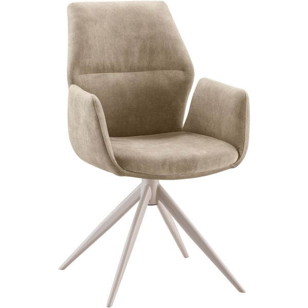 Eetkamerstoel Faido velvet lichtbruin poot grijs