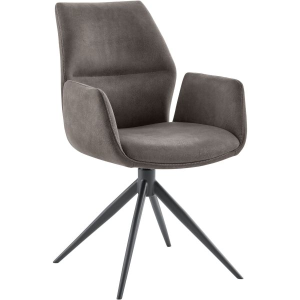 Eetkamerstoel Faido microvezel antraciet poot zwart