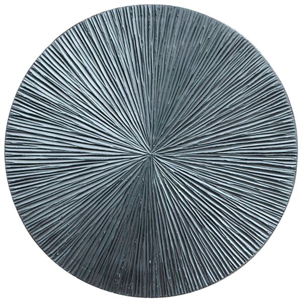 Wandornament Pictura 60 cm rond gestreept zilver