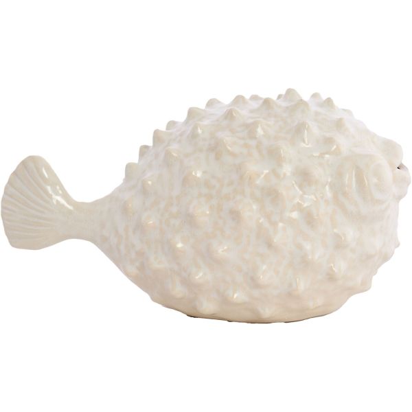 Decoratiebeeld Mannu vis keramiek beige large