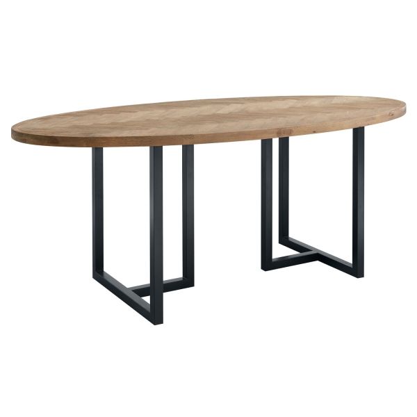 Ovale eettafel Vinito 200x100 cm visgraat naturel