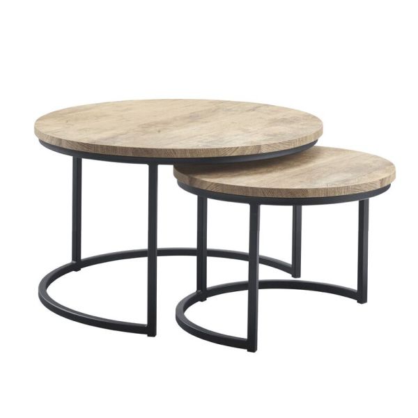 Salontafelset Lunata 55 en 75 cm rond barley