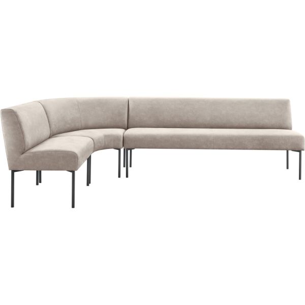 Eetkamerbank links Cenare 294 cm microleder lichtgrijs