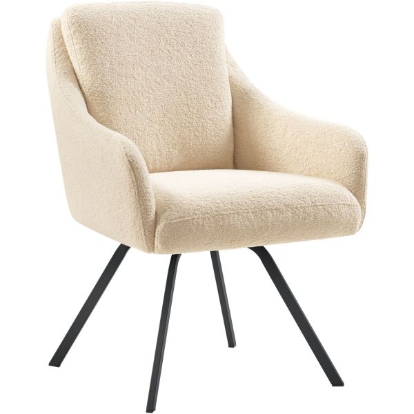 Eetkamerstoel Meltina draaibaar bouclé beige