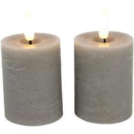 Stompkaars Benevento Led grijs 5 cm rond set van 2