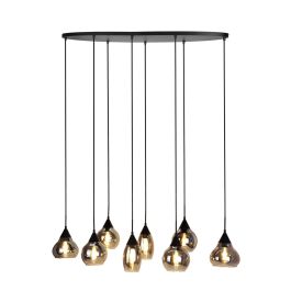 Hanglamp Lungo zwart smoke glas 8-lichts