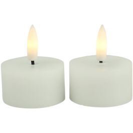 Theelicht Benevento Led wit 4 cm rond set van 2