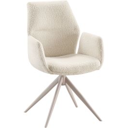 Eetkamerstoel Faido bouclé ecru poot grijs