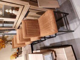 Set van  4PARANTINO Barkrukken stof rhino cognac