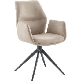 Eetkamerstoel Faido microvezel lichtbeige poot zwart