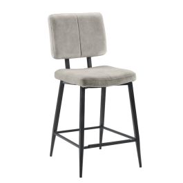 Barkruk Gento velvet lichtgrijs