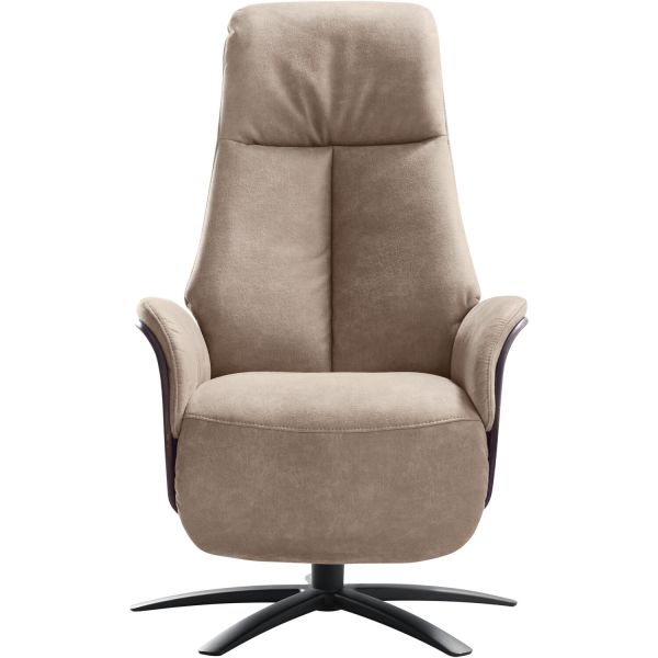 Relaxfauteuil Serio beige donker hout premium comfort