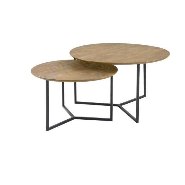 Salontafel Gatteo (set van 2) rond 75/60 mango naturel