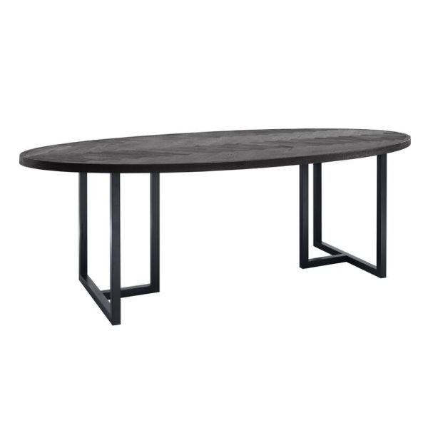 Ovale eettafel Veneta 230x110 eikenfineer zwart