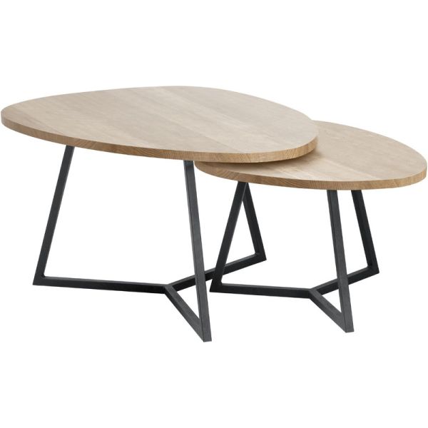 Salontafelset Locarnio 40 en 52 cm driehoekig fresh oak