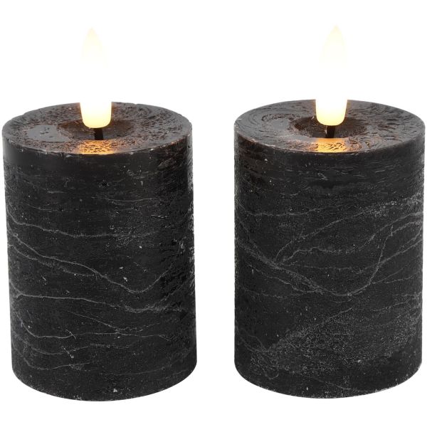 Stompkaars Benevento Led zwart 5 cm rond set van 2