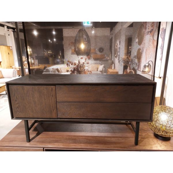 BELVIO TV-meubel 1D+1L+klep dark oak veneer