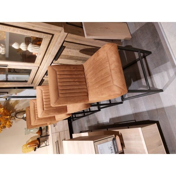 Set van  4PARANTINO Barkrukken stof rhino cognac