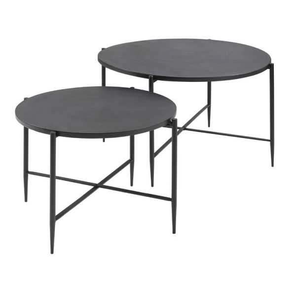 Salontafelset Pilunio 64 en 84 cm rond zwart
