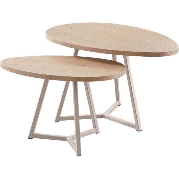 Salontafelset Locarnio 40x61 en 52x80 cm organisch misty oak