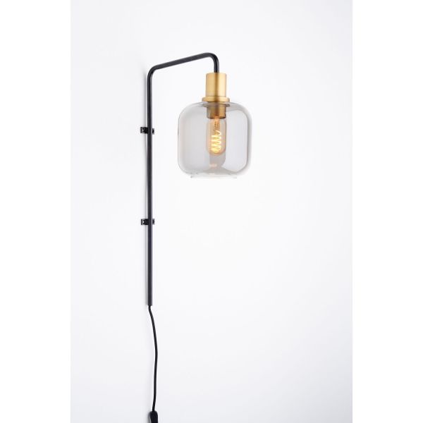 Wandlamp Peglio glas smoke antiek brons