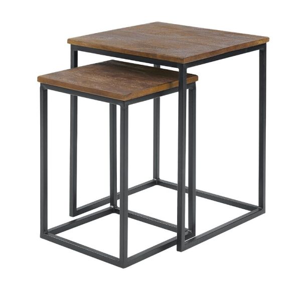 Bijzettafelset Pandera 30 en 40 cm vierkant mango bruin