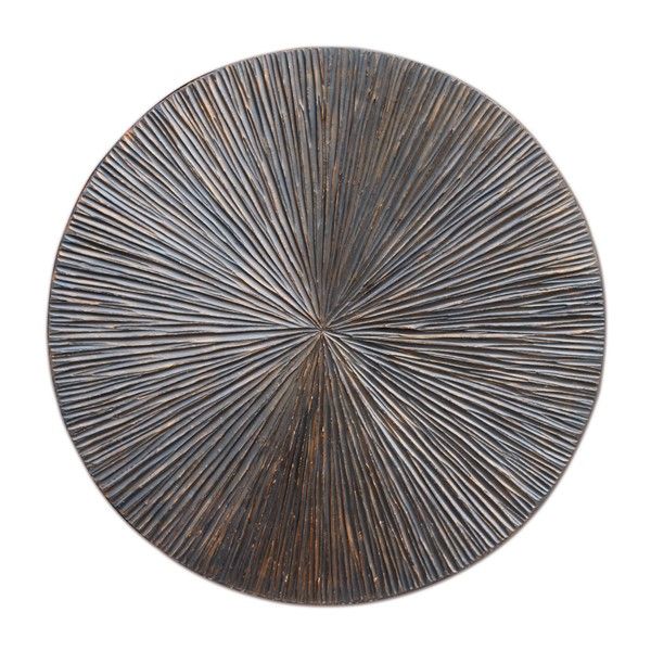 Wandornament Pictura 60 cm rond gestreept bruin