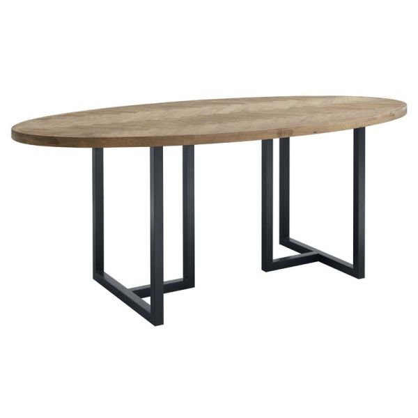 Ovale eettafel Veneta 200x100 cm visgraat naturel