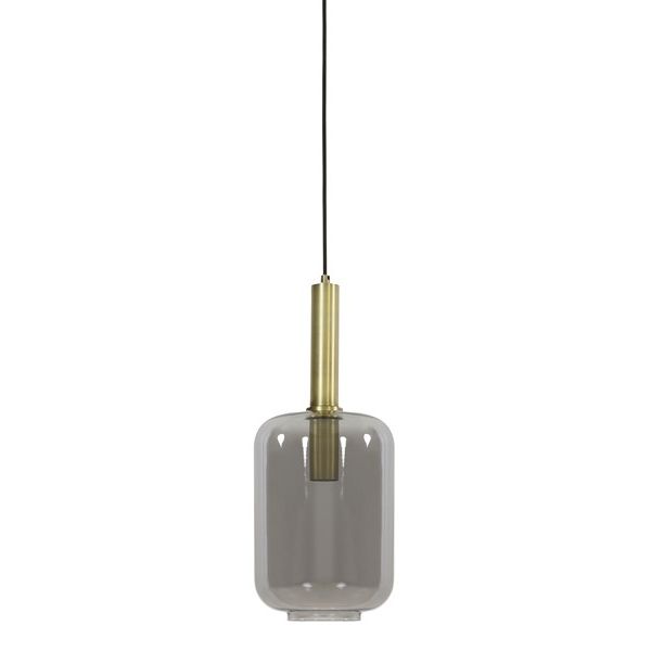 Hanglamp Peglio glas smoke antiek brons
