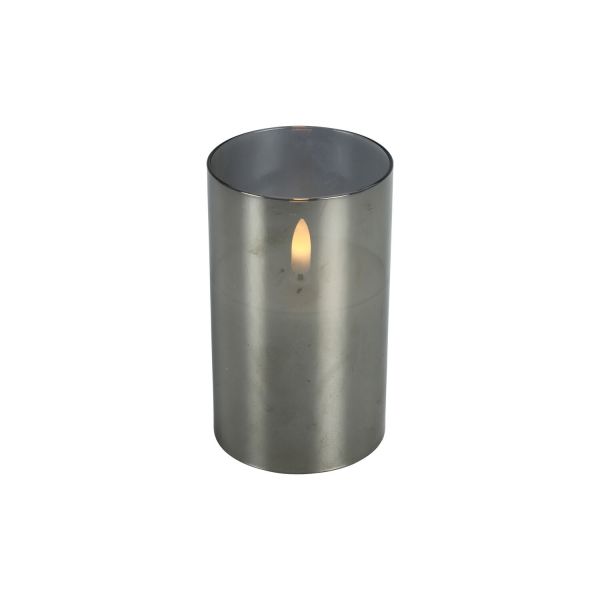 Kaars Caposele Led medium grijs glas rond