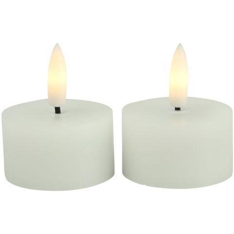 Theelicht Benevento Led wit 4 cm rond set van 2