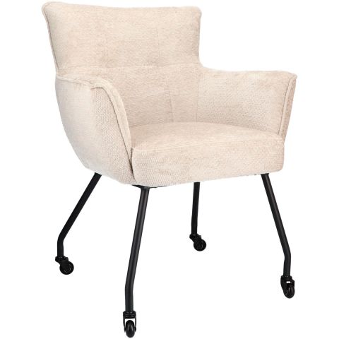 Eetkamerstoel Novile ecru met wiel