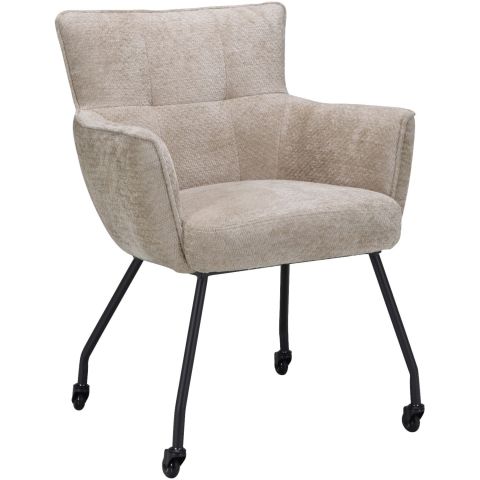 Eetkamerstoel Novile zandbeige met wiel