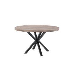 Eettafel Tavolo eikenhout 130 cm rond lichtgrijs