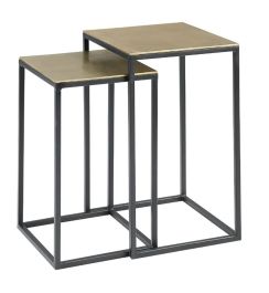 Bijzettafelset Pilunio 32 en 35 cm vierkant vergrijsd goud