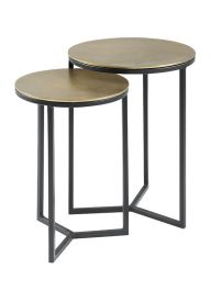 Bijzettafelset Pilunio 33 en 40 cm rond vergrijsd goud