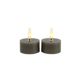 Theelicht Benevento Led grijs 4 cm rond set van 2